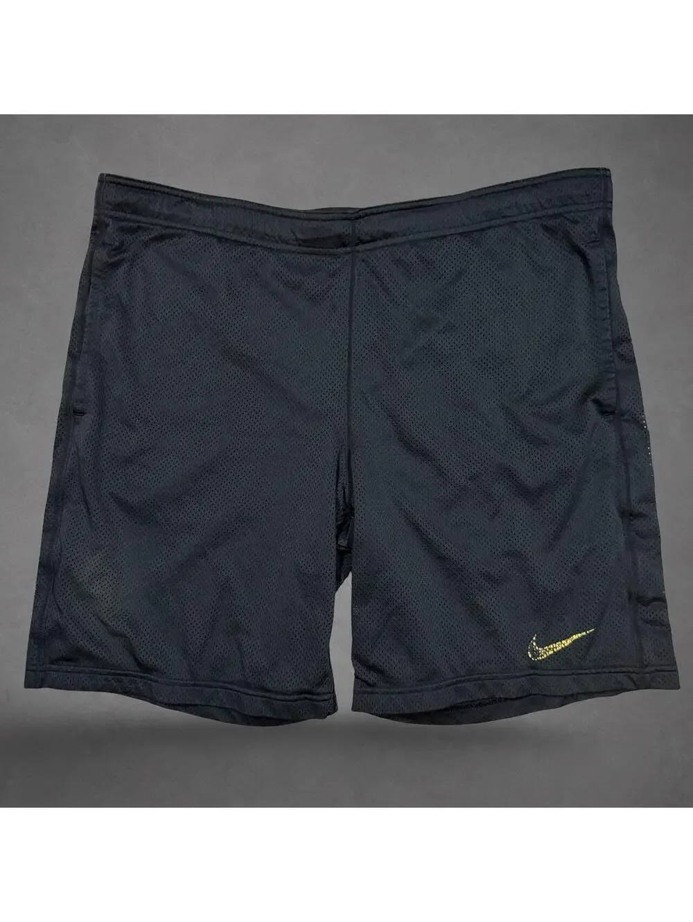 Nike Dri-FIT Black Mesh Athletic Shorts Gold Swoosh